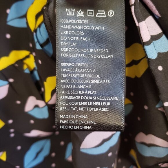 Anna Sui Novelty Lip Print Peplum High Low Blouse Size XS - Picture 9 of 12